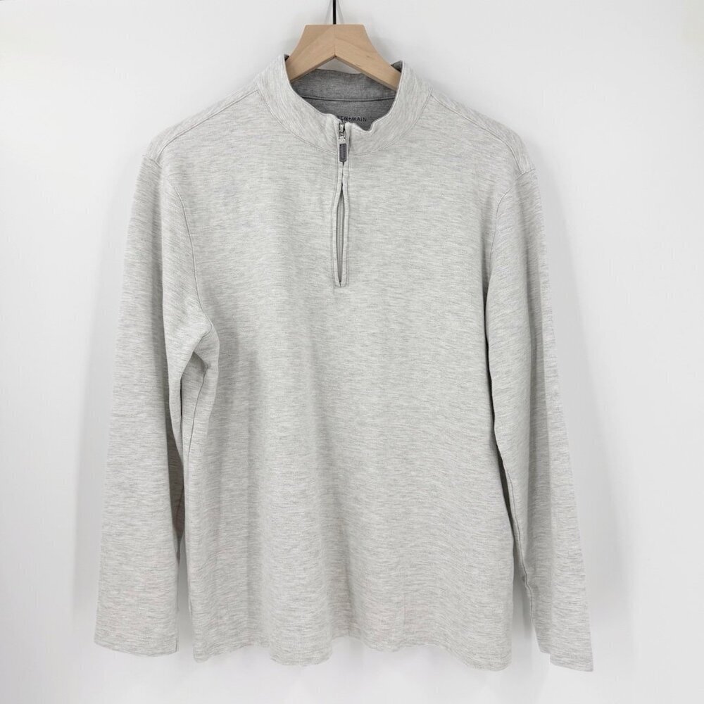 Mizzen+Main Light Gray Proflex 1/4 Zip Sweatshirt M Office Casual Work Golf